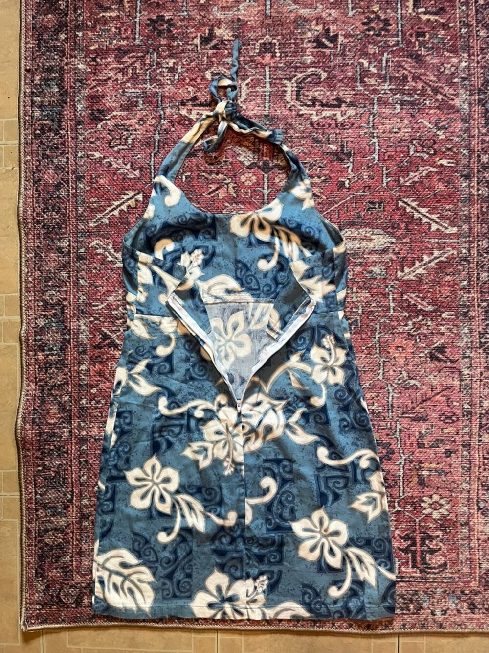 Hawaiian Print Halter Mini Dress - Picture 2 of 9
